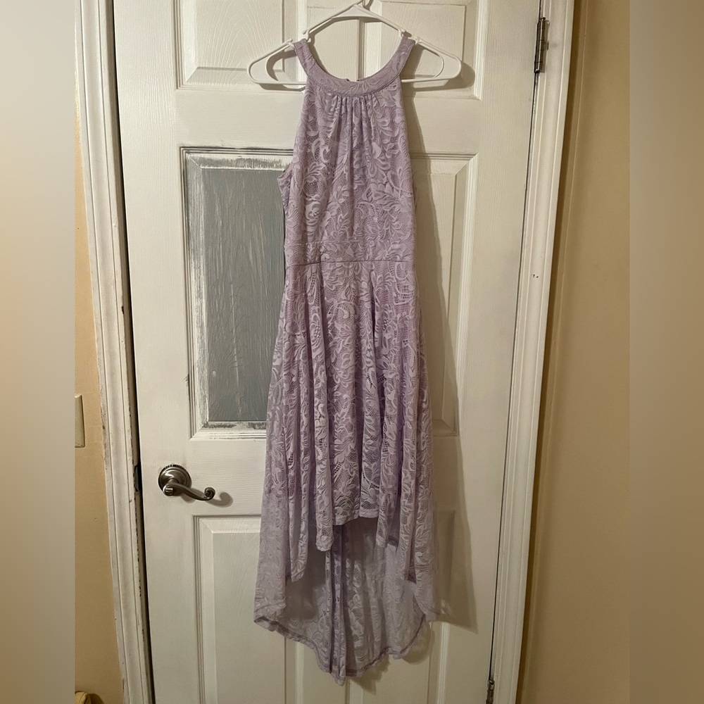 Lilac hi-lo halter dress